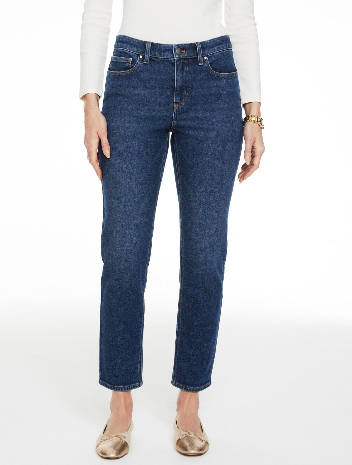 SLIM STRAIGHT ANKLE JEANS - LILIES WASH