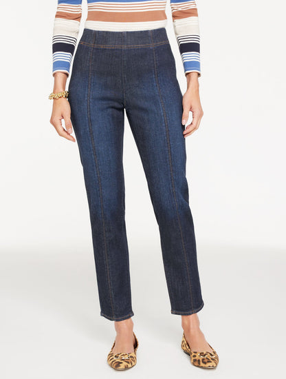 SLIM ANKLE PULL-ON TRAVEL JEANS - ASBURY WASH