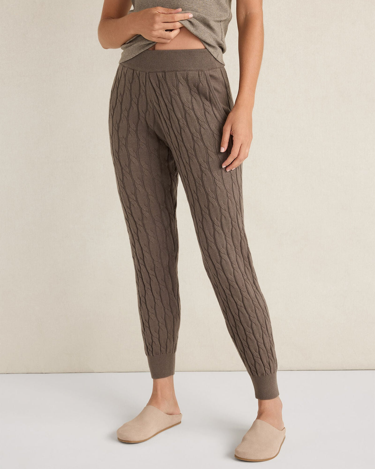 ORGANIC COTTON CASHMERE CABLE JOGGERS