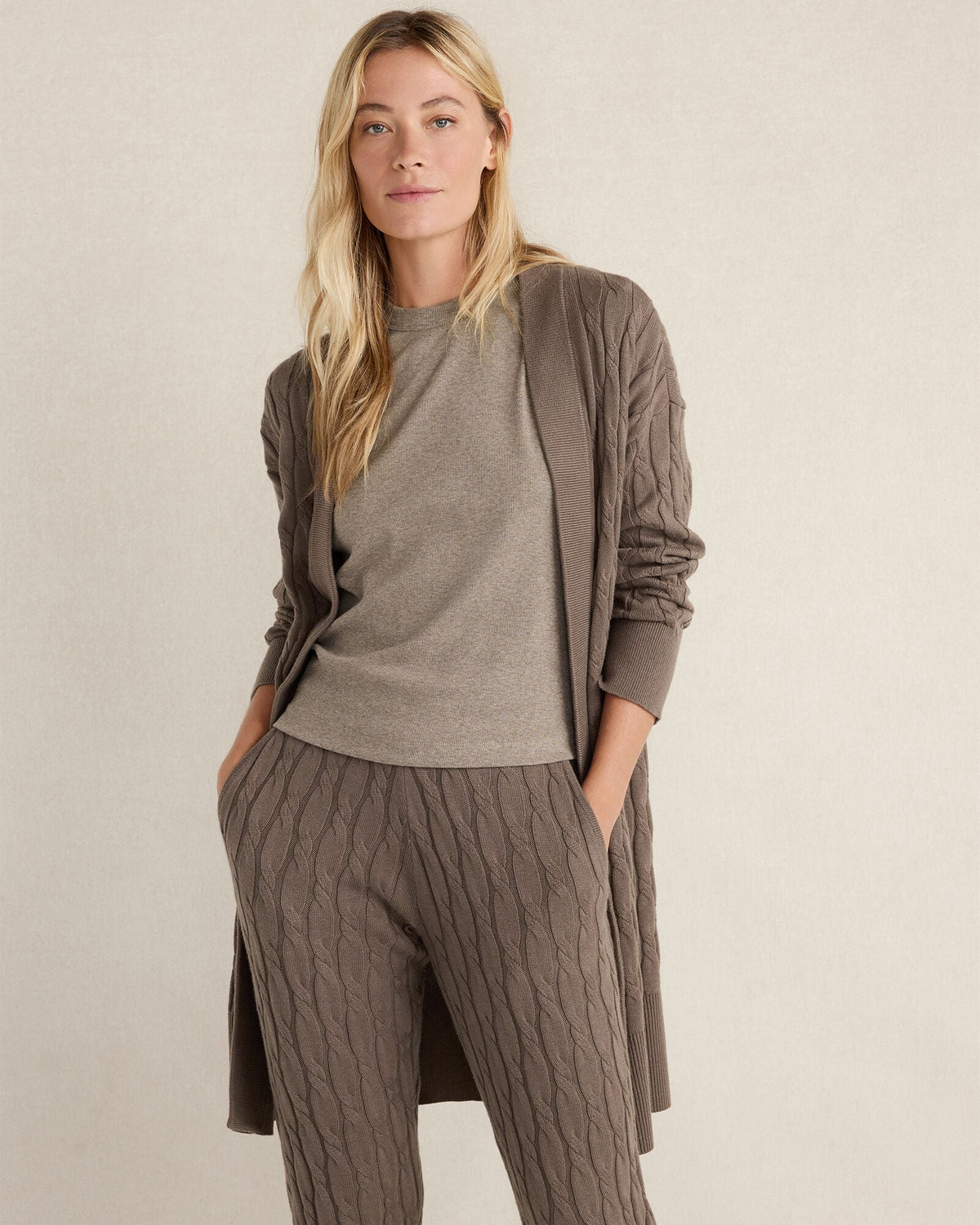 ORGANIC COTTON CASHMERE CABLE CARDIGAN