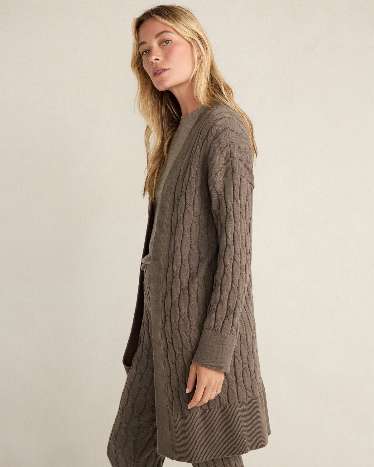 ORGANIC COTTON CASHMERE CABLE CARDIGAN