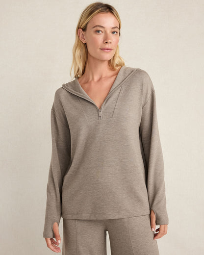 SOFT KNIT HALF-ZIP HOODIE