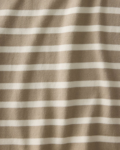 ORGANIC COTTON FUNNEL NECK STRIPED PULLOVER