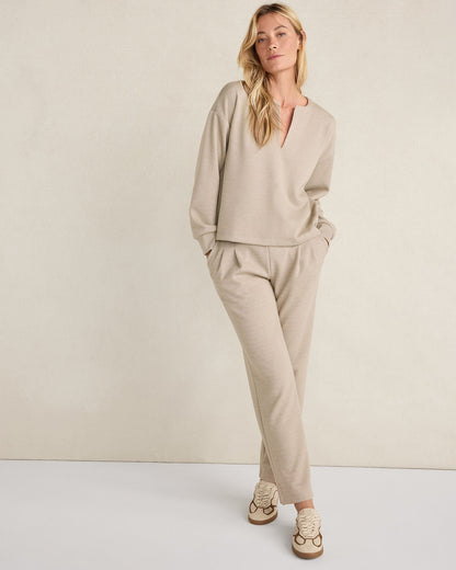 DOUBLE KNIT PLEATED PANTS