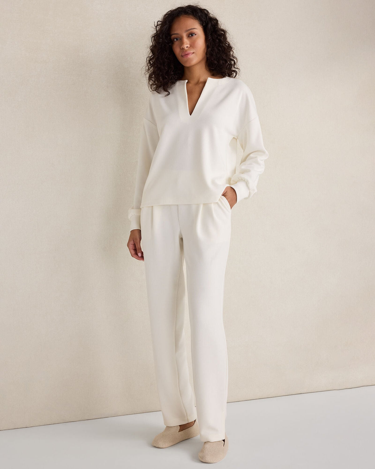 DOUBLE KNIT PLEATED PANTS