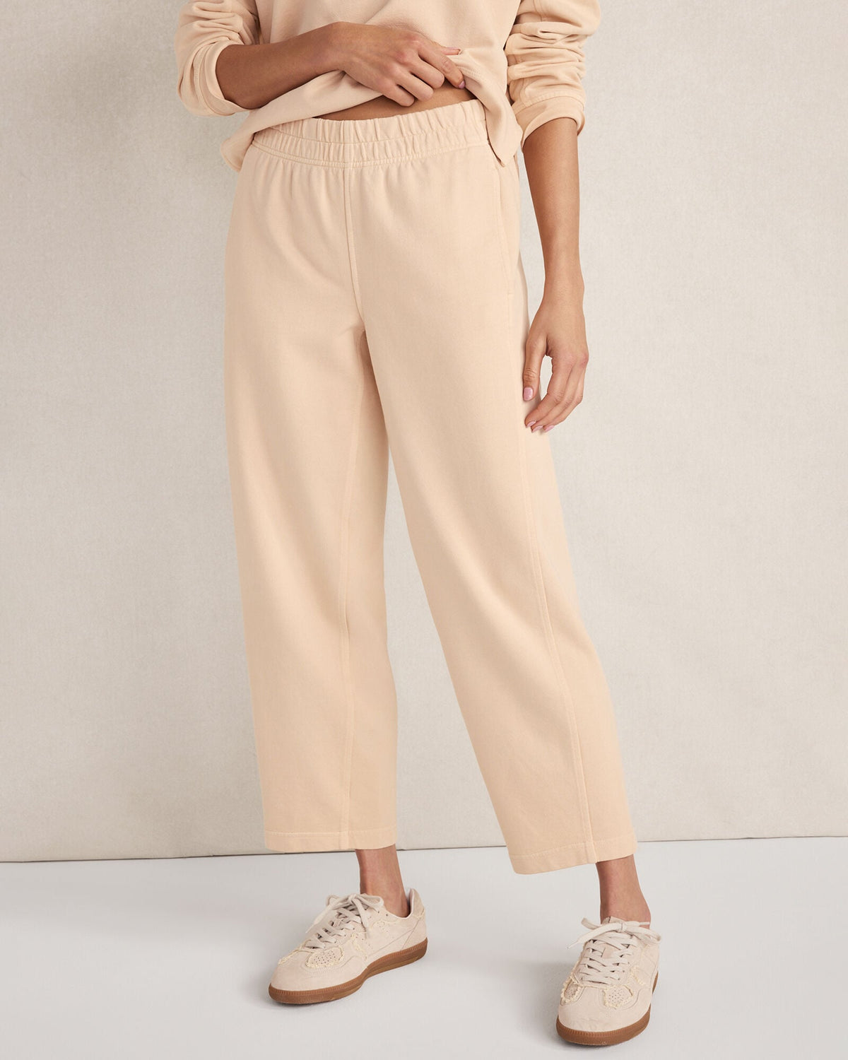 ORGANIC COTTON TERRY BARREL LEG PANTS