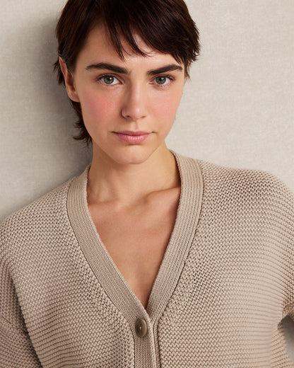 ORGANIC COTTON LINK STITCH CARDIGAN
