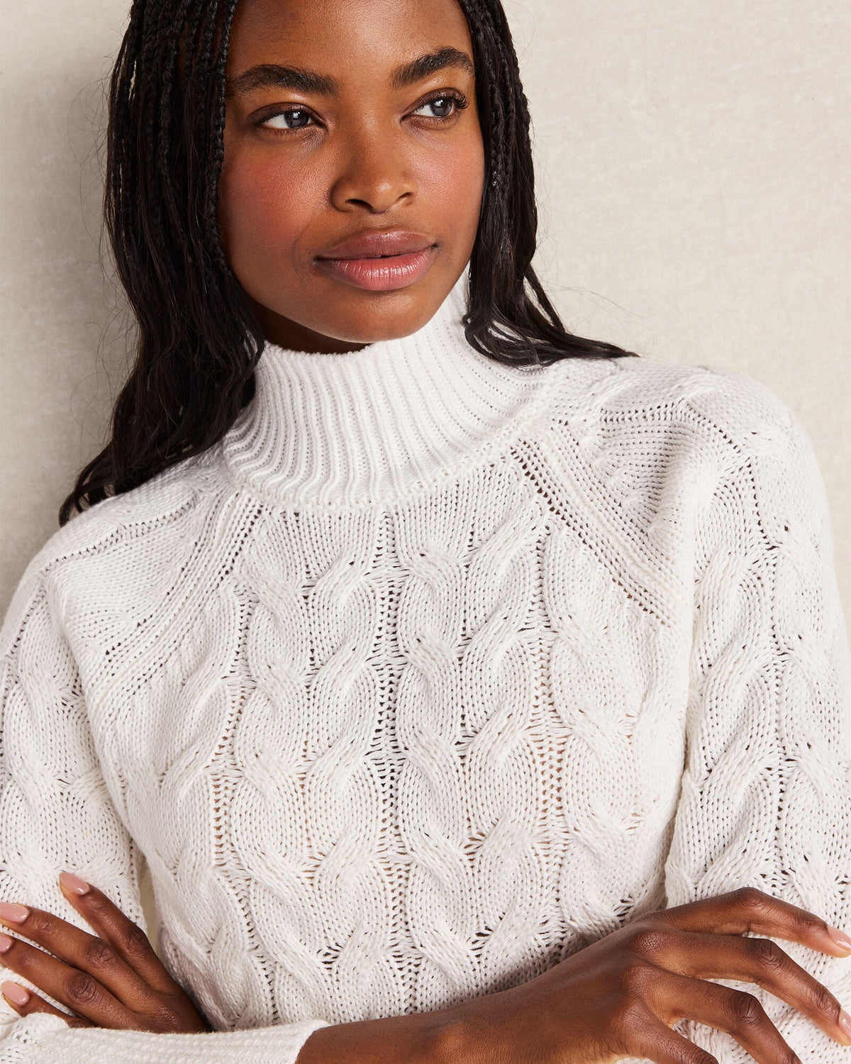 ORGANIC COTTON MOCK NECK SWEATER