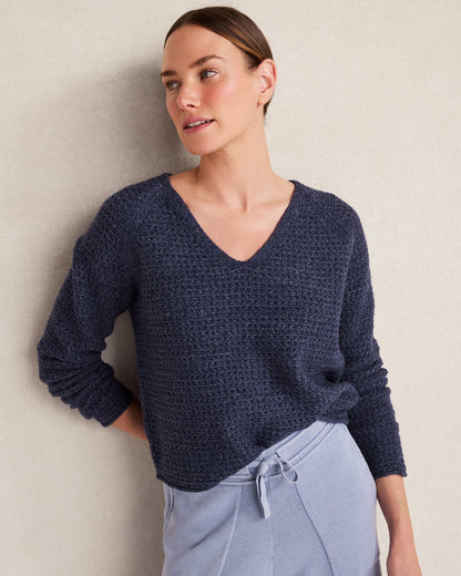 MERINO WOOL BLEND V-NECK SWEATER
