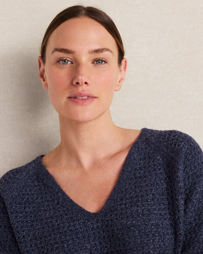 MERINO WOOL BLEND V-NECK SWEATER