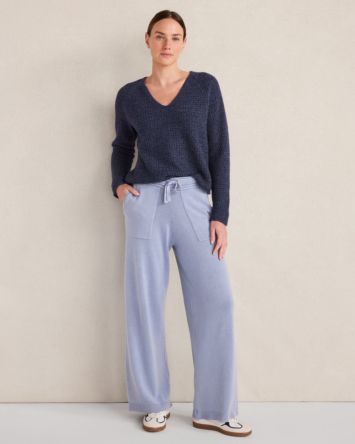 MERINO WOOL BLEND V-NECK SWEATER