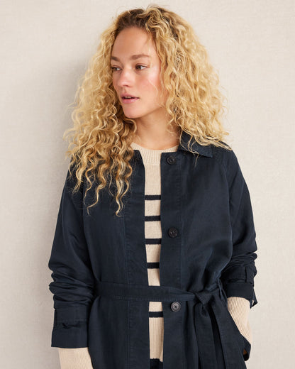 LINEN BLEND DOBBY TRENCH COAT