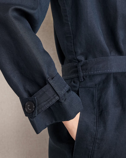 LINEN BLEND DOBBY TRENCH COAT