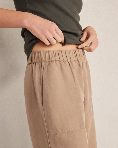 LINEN BLEND DOBBY WIDE LEG PANTS