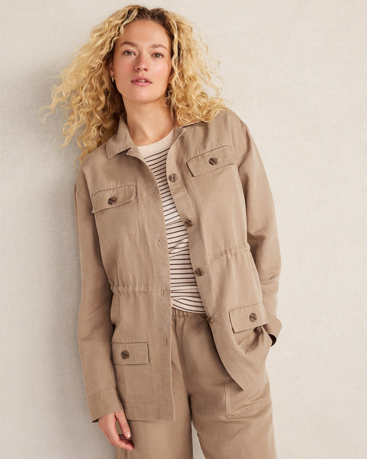 LINEN BLEND DOBBY JACKET