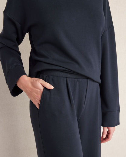SOFT KNIT WIDE LEG PLEATED PANTS
