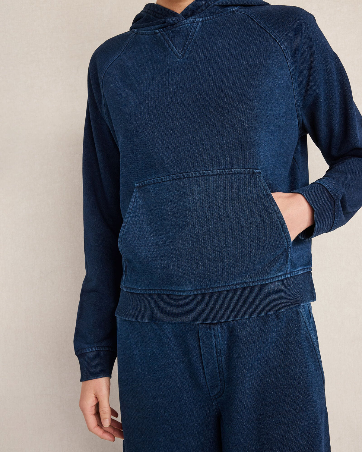 INDIGO COTTON TERRY HOODIE