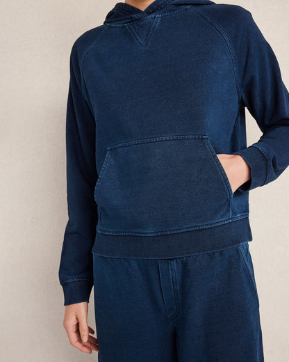 INDIGO COTTON TERRY HOODIE
