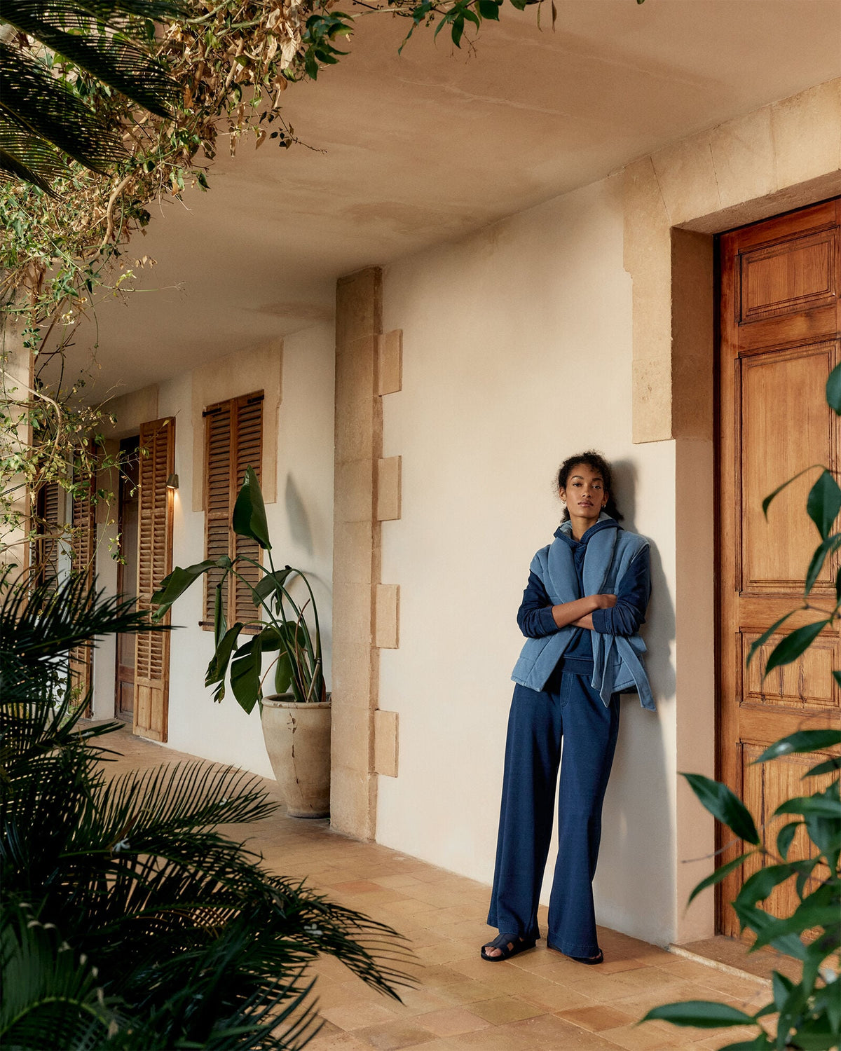 INDIGO COTTON TERRY HOODIE