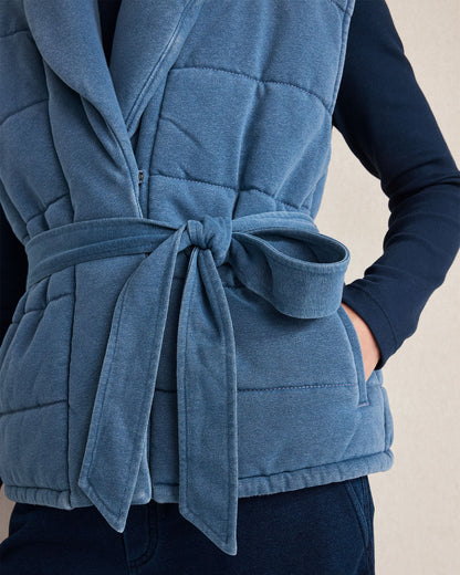 INDIGO COTTON TERRY QUILTED VEST