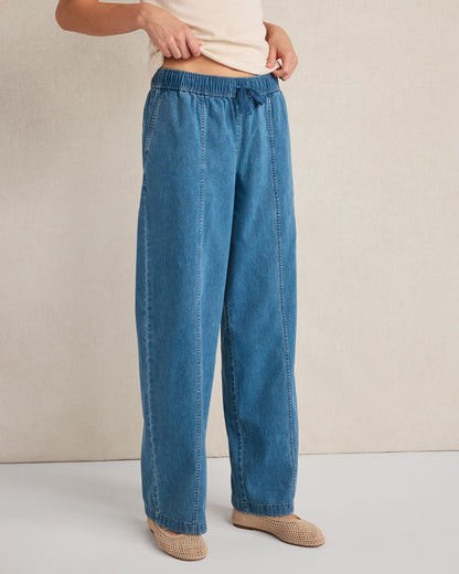 ORGANIC COTTON DENIM BARREL LEG PANTS