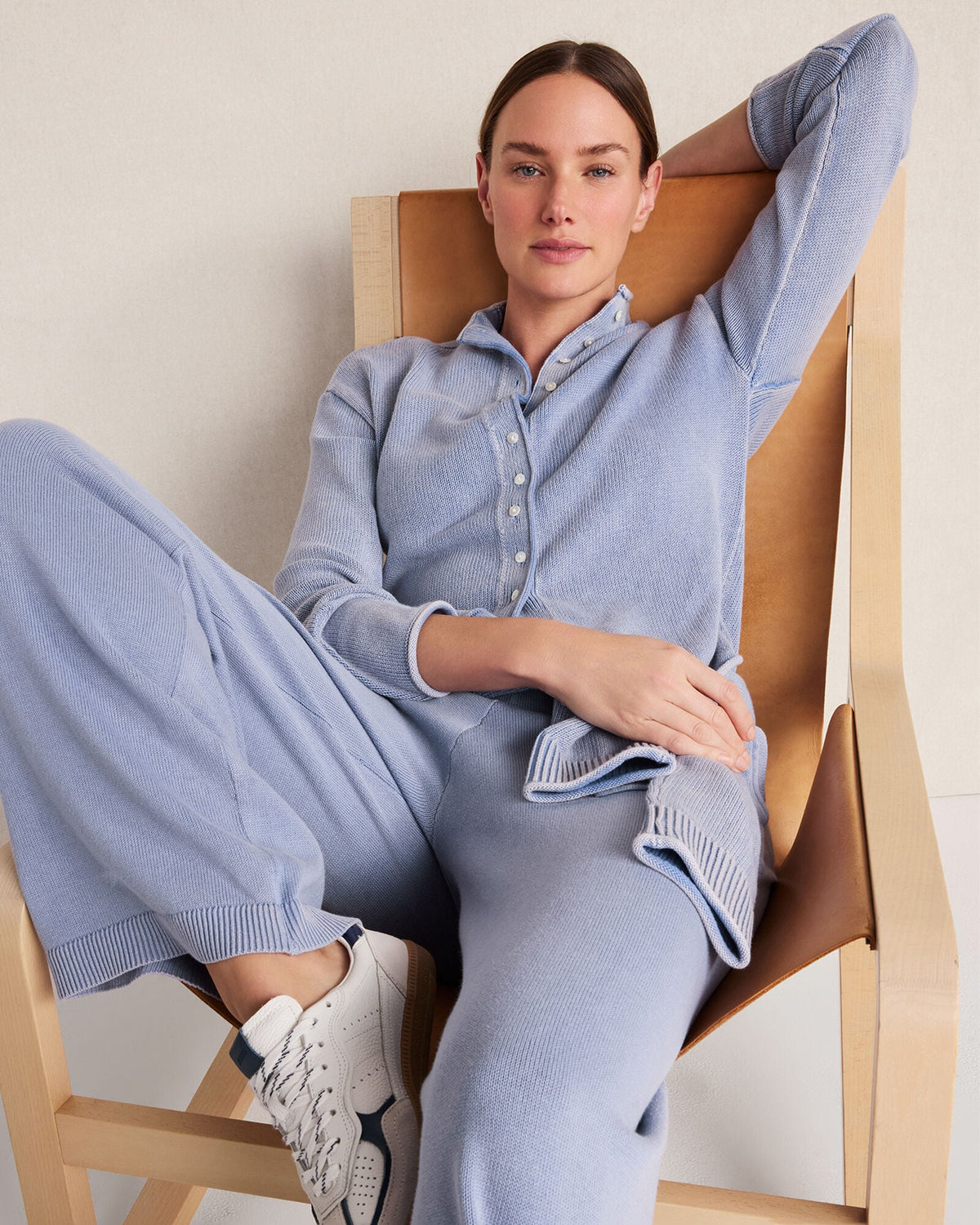 ORGANIC COTTON ROLL NECK CARDIGAN