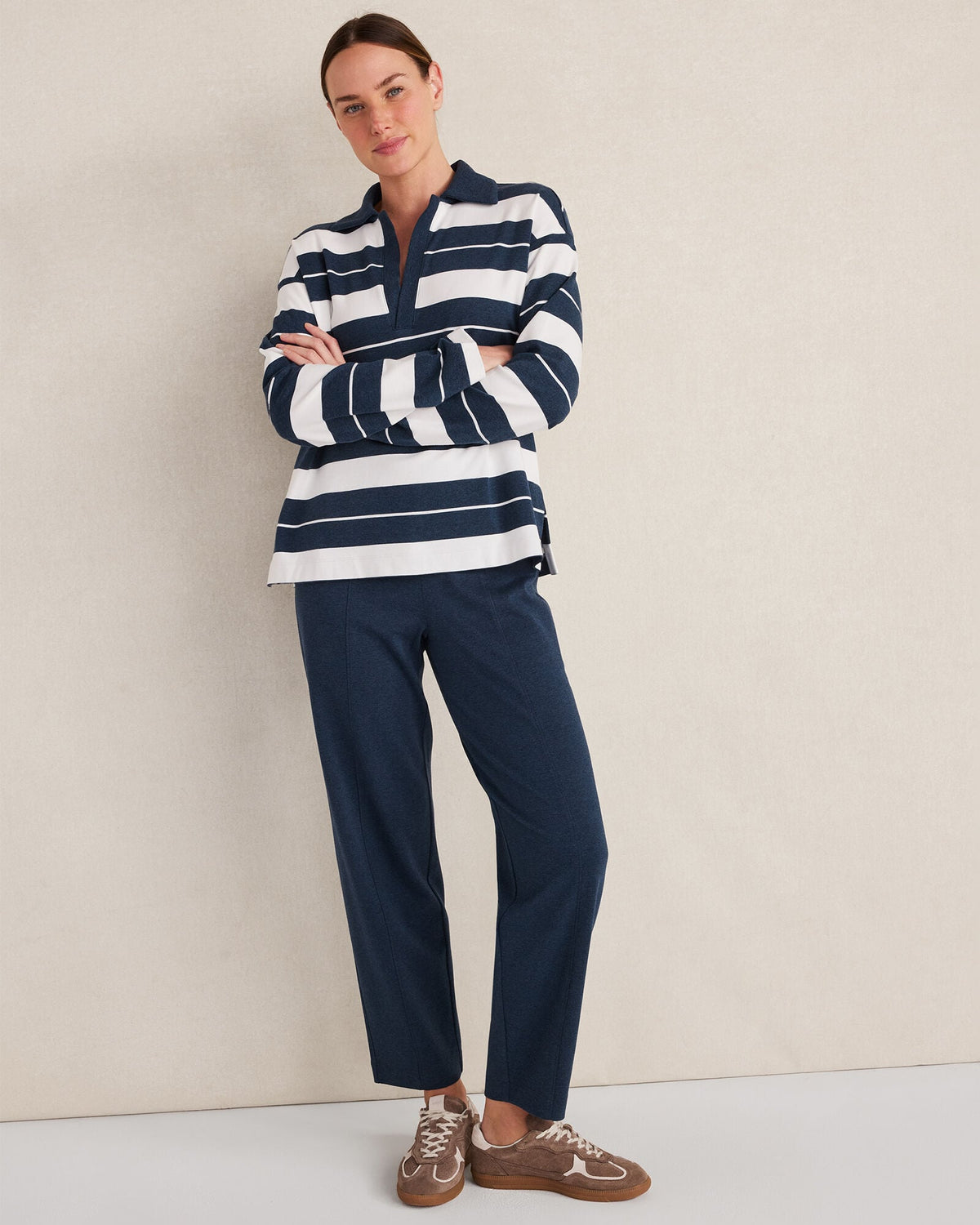ORGANIC COTTON INTERLOCK BARREL LEG PANTS