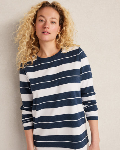 ORGANIC COTTON INTERLOCK STRIPE MIDI DRESS