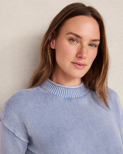 GARMENT-DYED ORGANIC COTTON ROLL NECK SWEATER