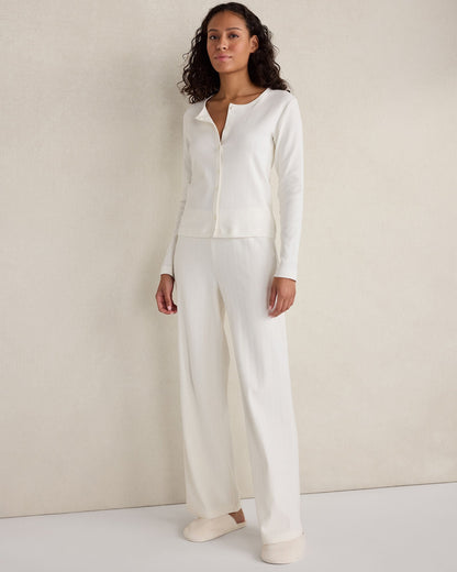ORGANIC COTTON POINTELLE CARDIGAN