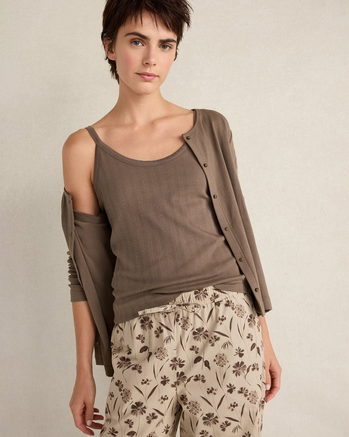 ORGANIC COTTON POINTELLE CARDIGAN
