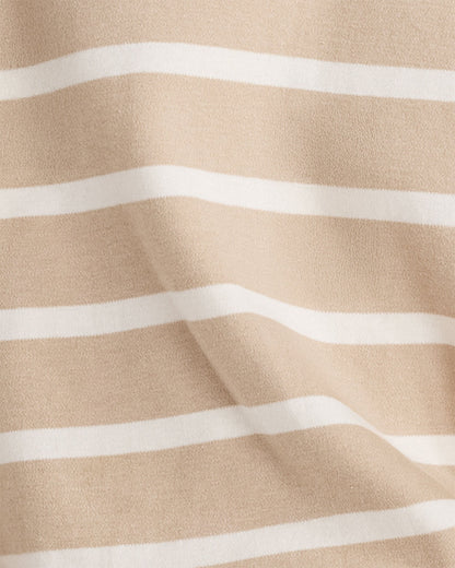 BRUSHED COTTON INTERLOCK STRIPE CREWNECK