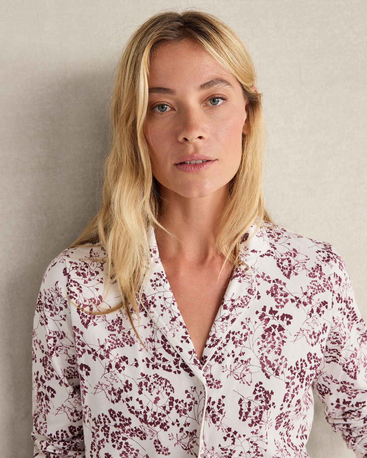 ORGANIC COTTON JERSEY BLUSHING BLOOMS PAJAMA SHIRT