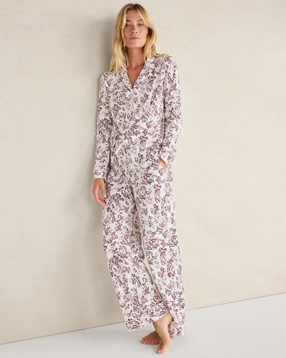 ORGANIC COTTON JERSEY BLUSHING BLOOMS PAJAMA SHIRT
