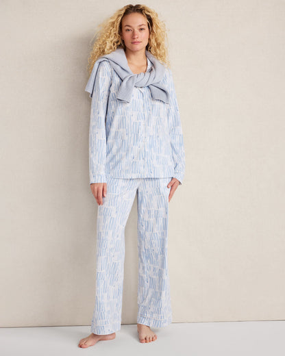 ORGANIC COTTON JERSEY WATERCOLOR WAVE PAJAMA TOP